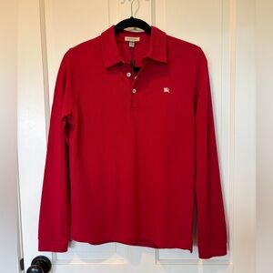 Burberry Red Long Sleeve Polo Shirt